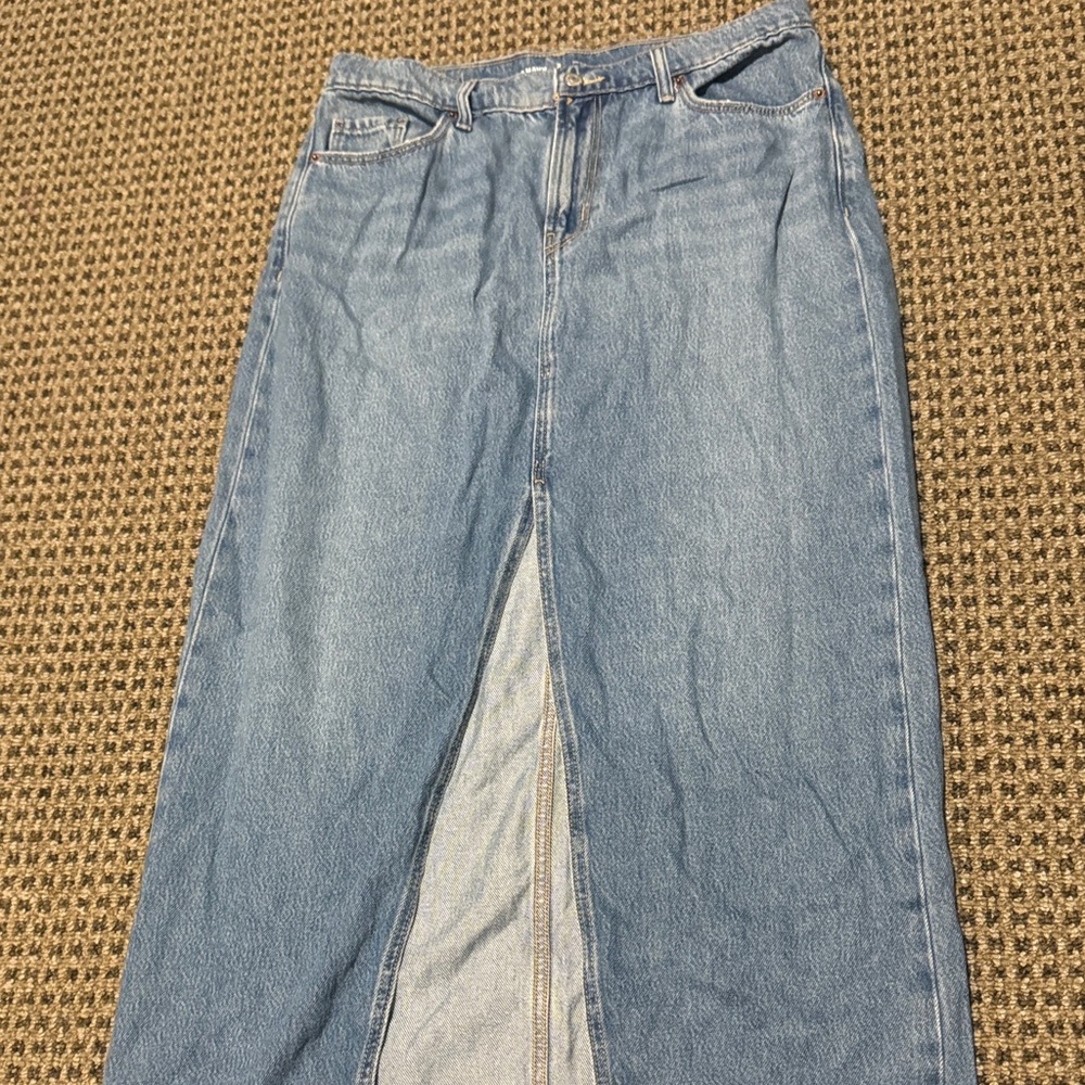 Blue Denim Maxi Skirt